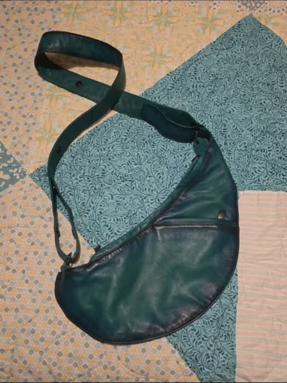 Turquoise Distressed Leather Half Sash Bag - Picture 2 of 6